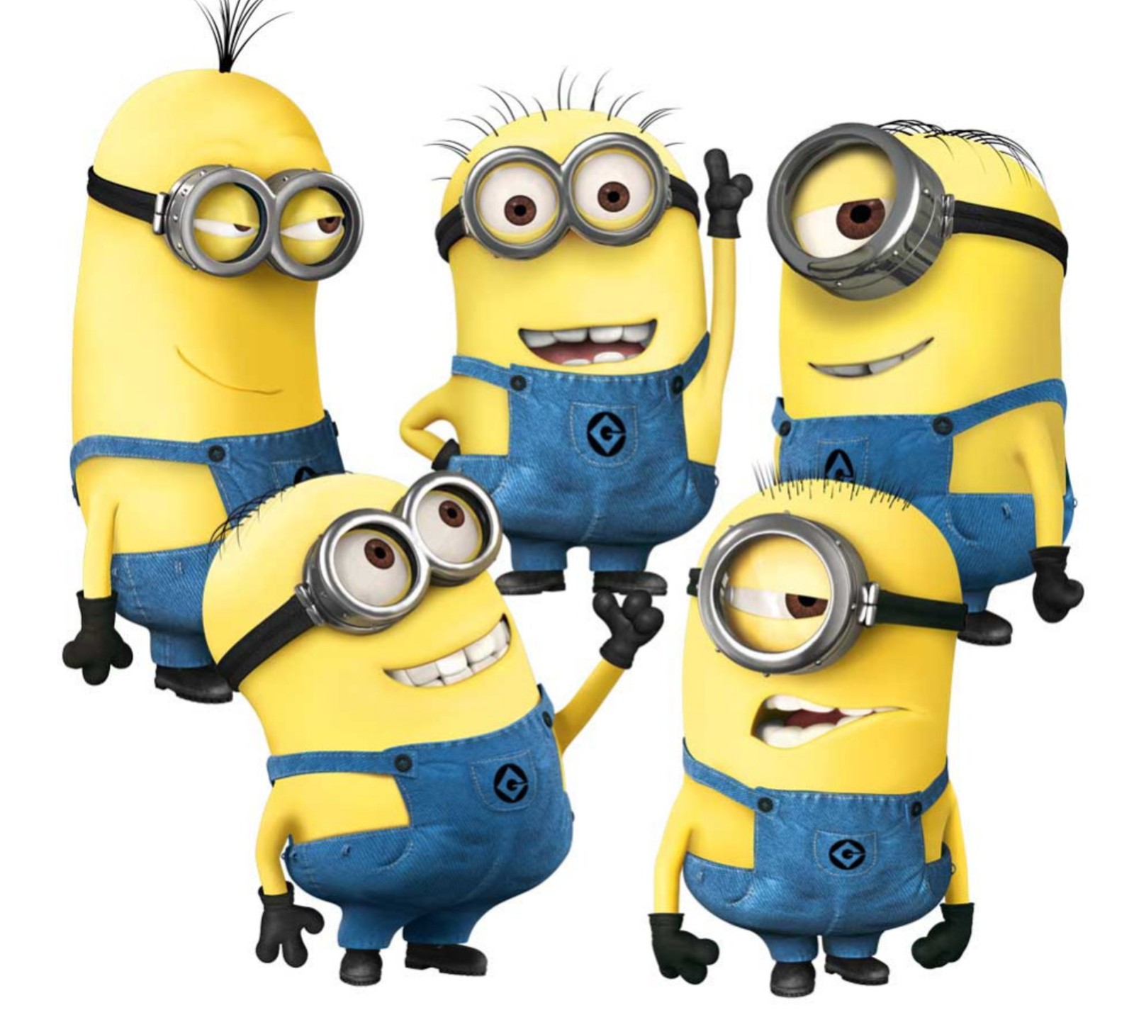 Un groupe de minions avec des lunettes sur chacun d'eux (des dessins animés, minions)