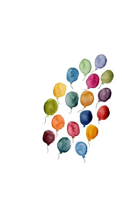 Colorful Watercolor Balloons in Various Shades