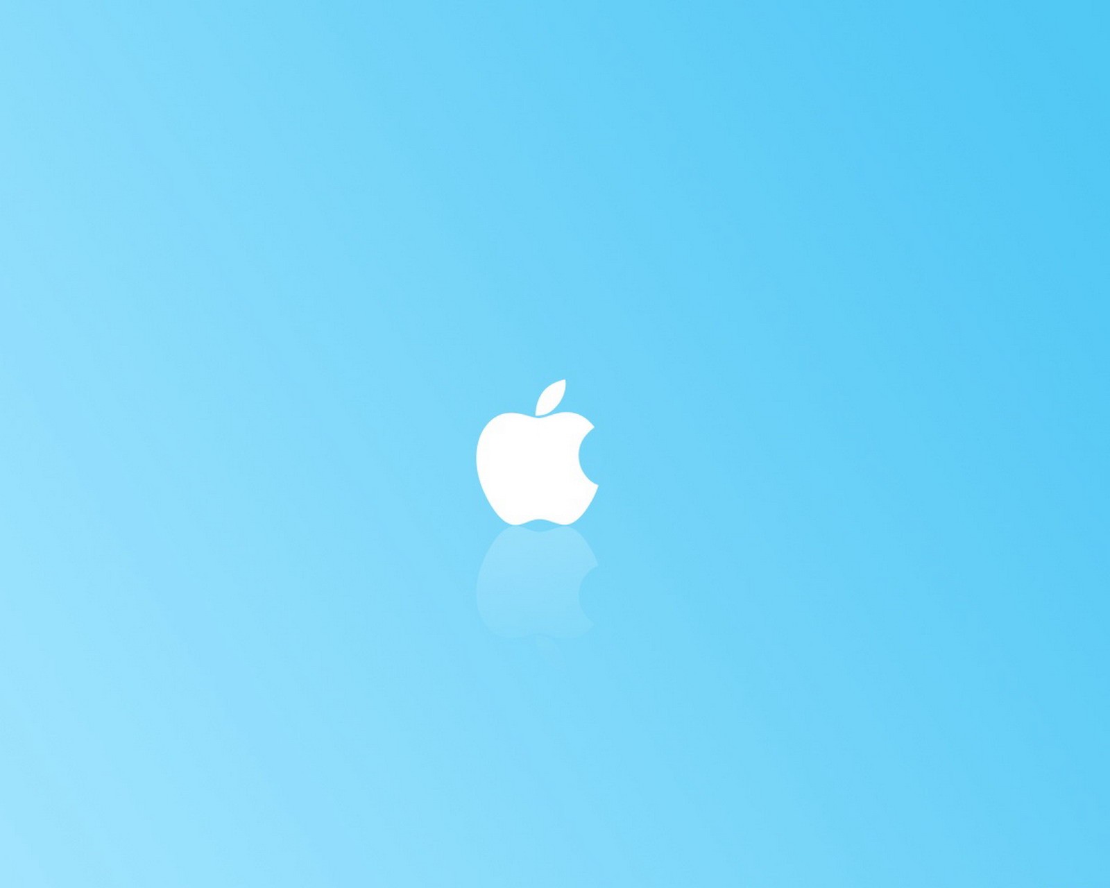 Il y a un logo apple blanc sur un fond bleu. (pomme, technologie)