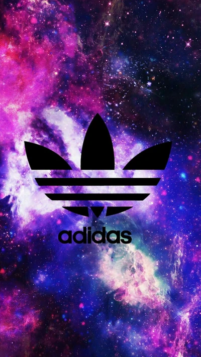 Logo Adidas sur un fond cosmique