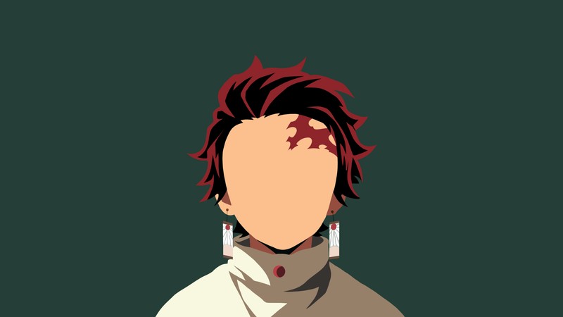 Ein mann mit roten haaren und einem weißen hemd (tanjiro kamado, minimal art, dämonentöter kimetsu no yaiba, demon slayer kimetsu no yaiba, grauer hintergrund)