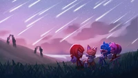 Charaktere aus Sonic Frontiers unter einem Meteorregen