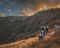 bicycle, mountainous landforms, mountain, wilderness, cloud