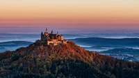 castillo de hohenzollern, bisingen, alemania, colina, valle