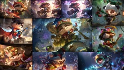 Um colagem vibrante apresentando vários designs de personagens coloridos e caprichosos de um jogo de fantasia, mostrando temas brincalhões e aventureiros.