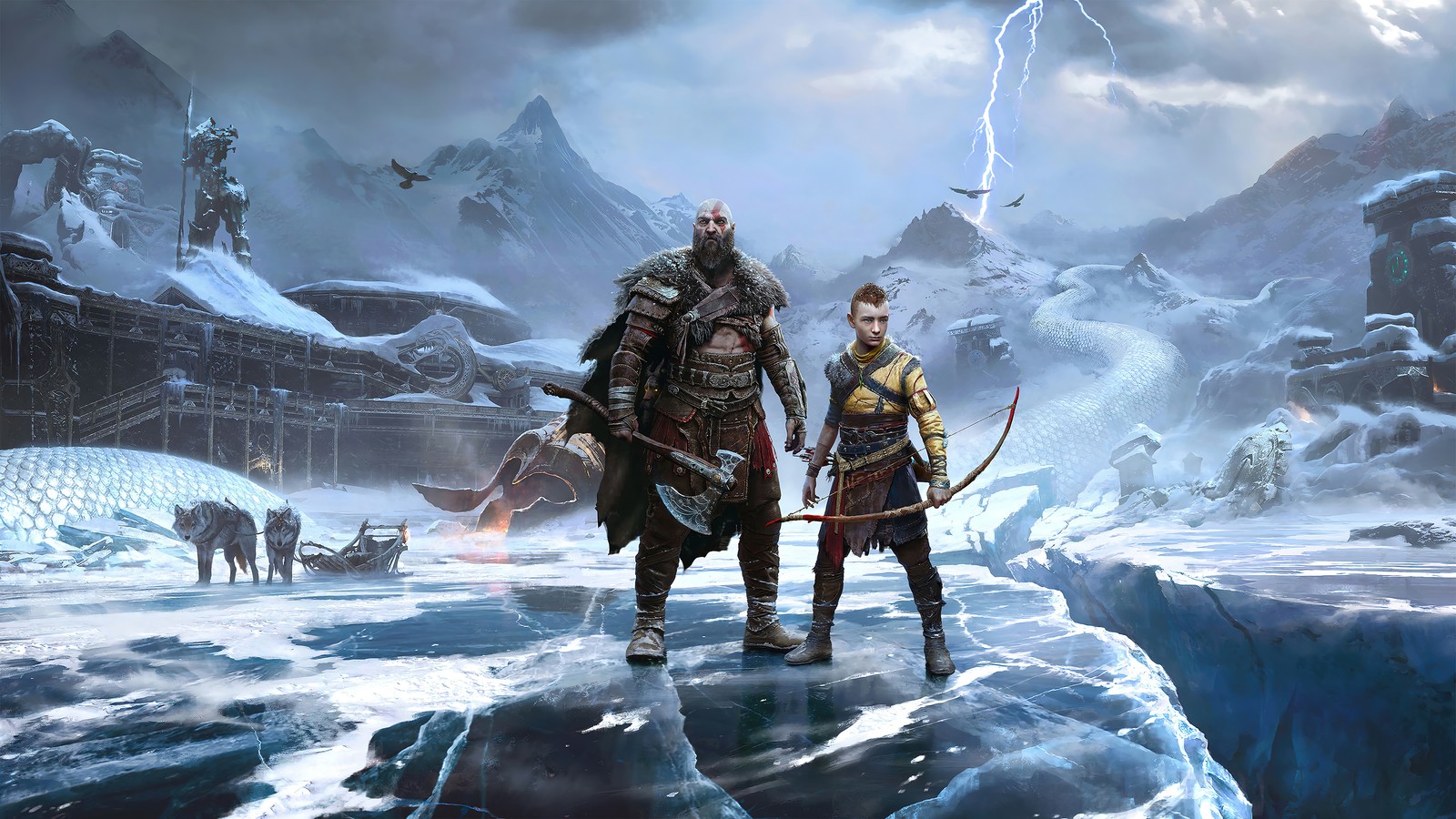 gods of war ragnarok, video game, kratos, atreus wallpaper