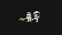 Minimalistische Minions in einer Pulp Fiction Hommage mit Bananen