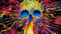 Psychedelic Skull: A Vibrant Fusion of Fractal Patterns and Abstract Colorfulness.