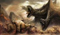 Epic Battle Against Mythical Dragons in a Fantasy World