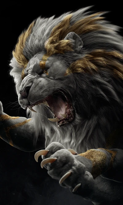 Majestic Lion Roaring with Power and Authority