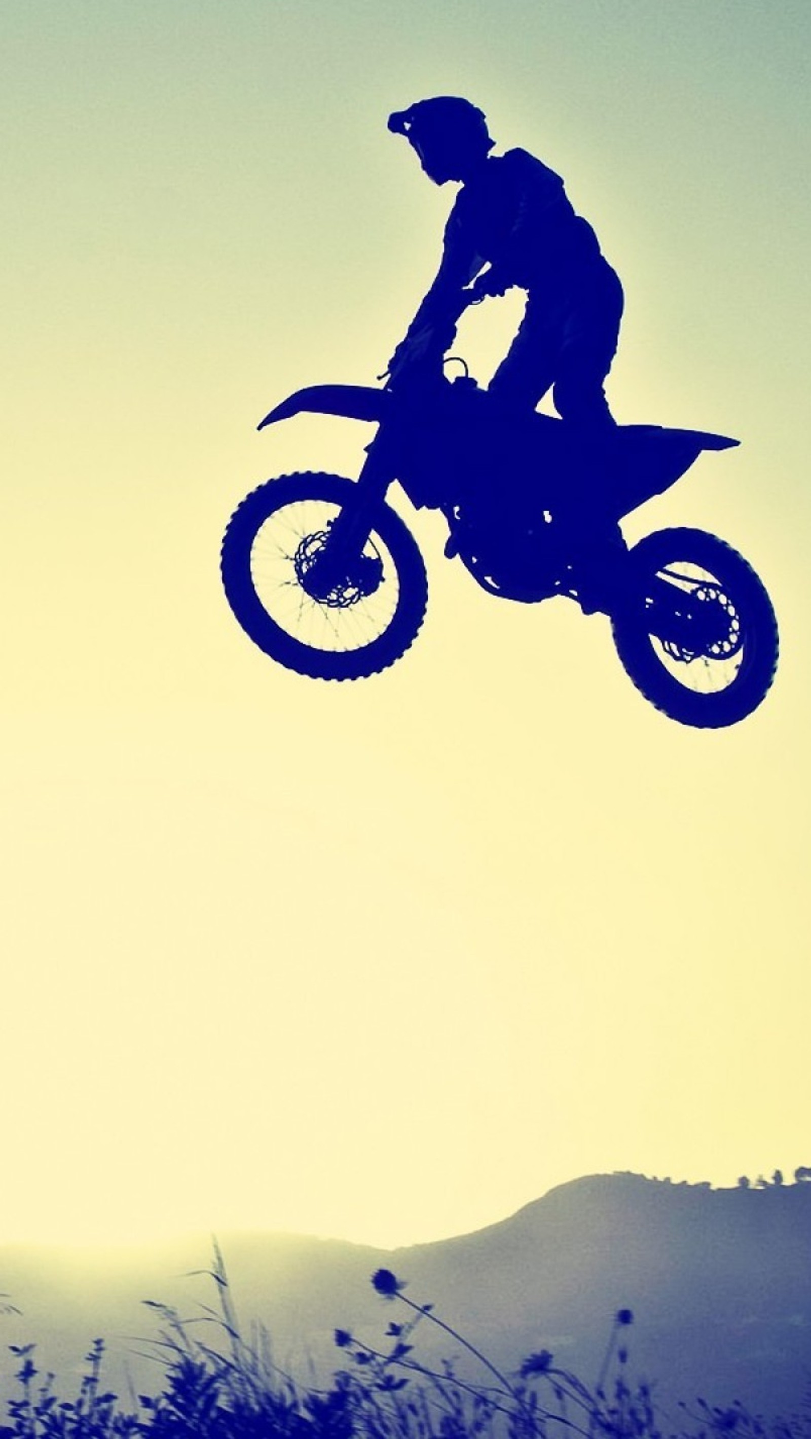 Un motociclista en el aire haciendo un truco en una moto de cross (salto, motocross)