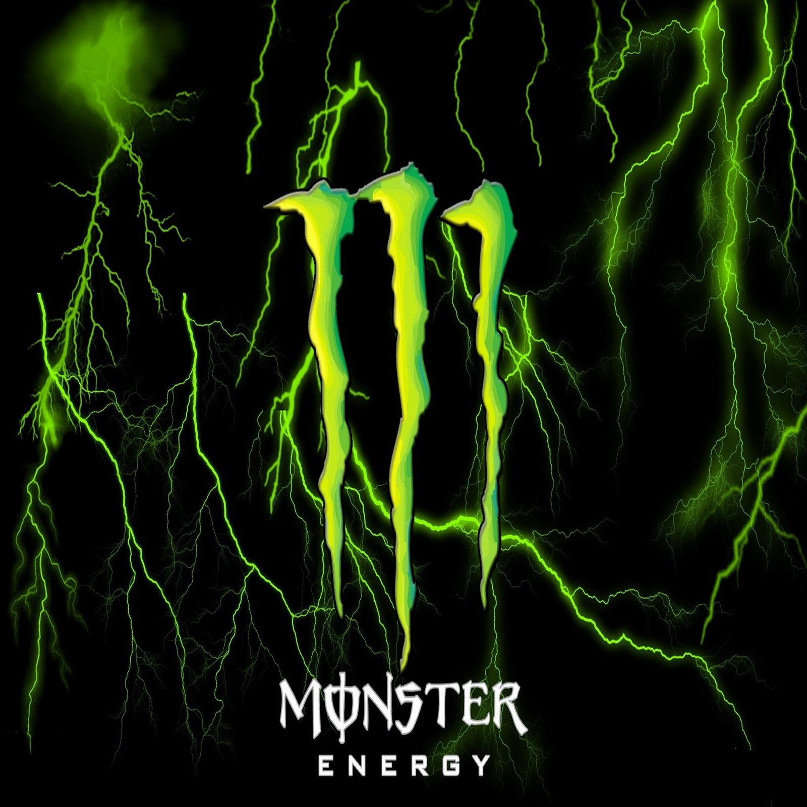 Скачать обои зеленый абстрактный, монстр энергия, monster energy