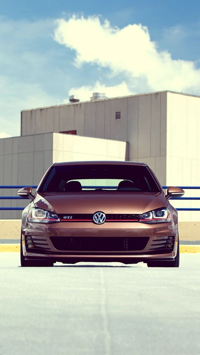 coche, vista frontal, golf, gti, mk7