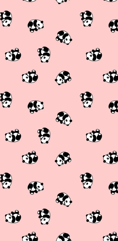 Cute panda pattern on a pink background.