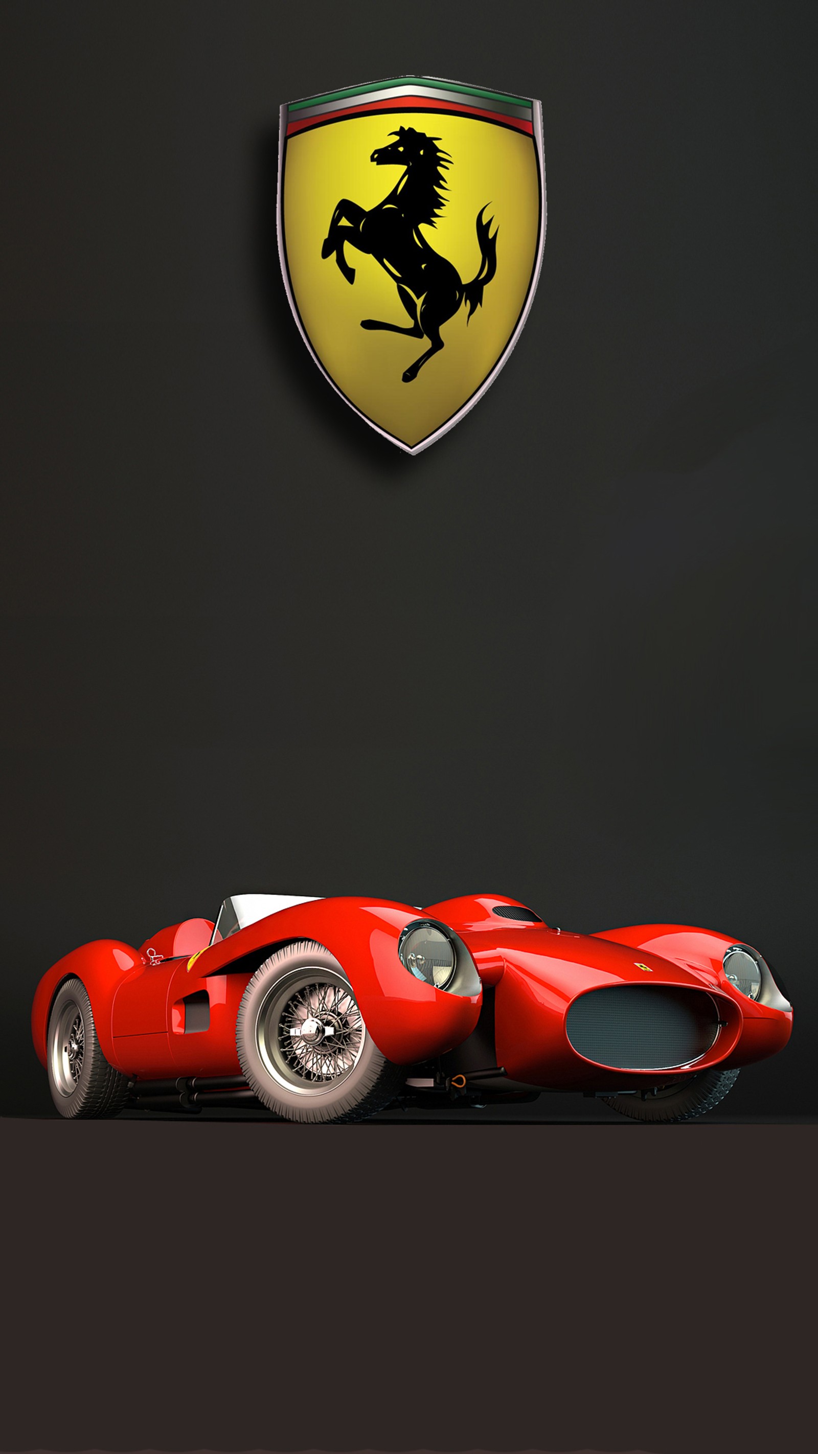 Gros plan d'une voiture de sport rouge avec le logo ferrari (voiture, italie, logo, rouge, sport)