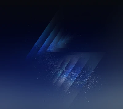 Abstrakter blauer Verlauf mit geometrischen Formen und subtilen Funkeln, inspiriert vom Design des Galaxy S8.