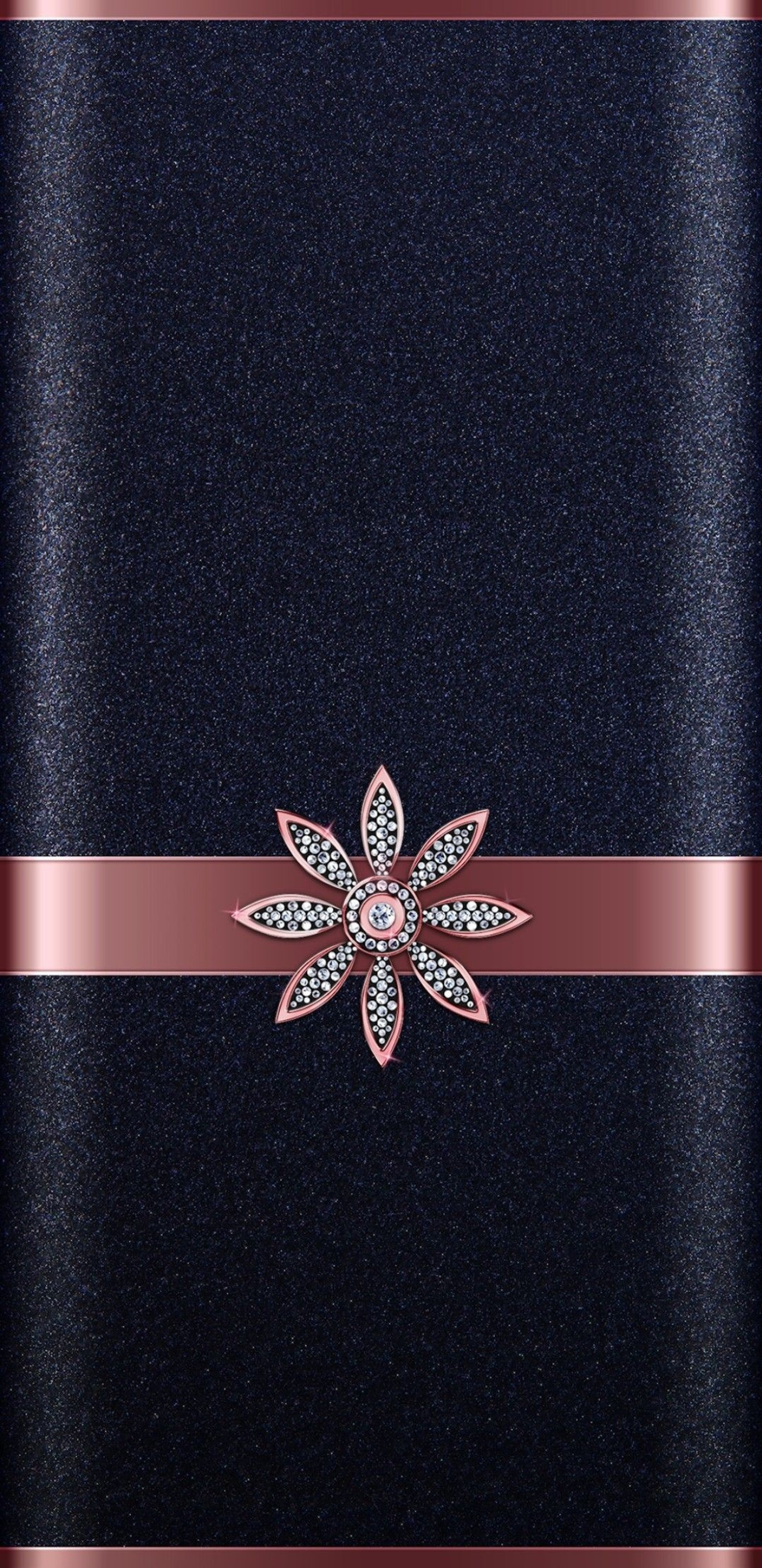 Nahaufnahme eines mobiltelefons mit einem rosa band und einer blume (blume, mädchenhaft, glitter, rosa, hübsch)