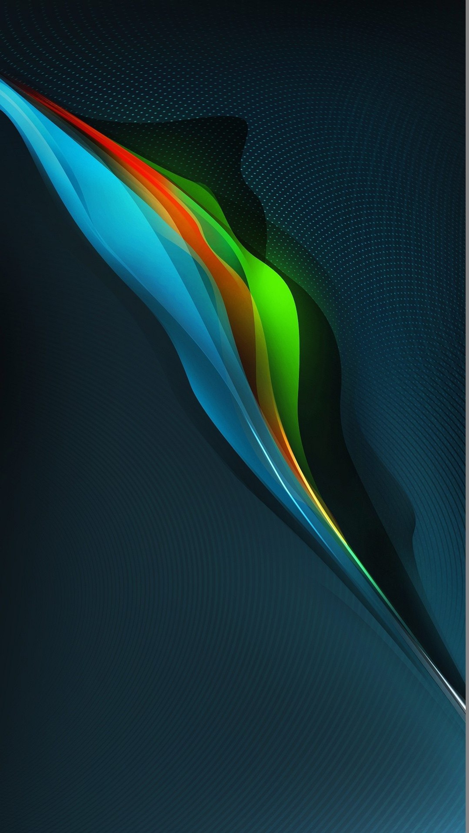 Abstract background with a curved design in blue, green, orange and black (3d, abstract, lock screen)