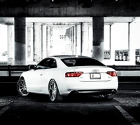 Sleek White Audi A5 Parked in Urban Setting