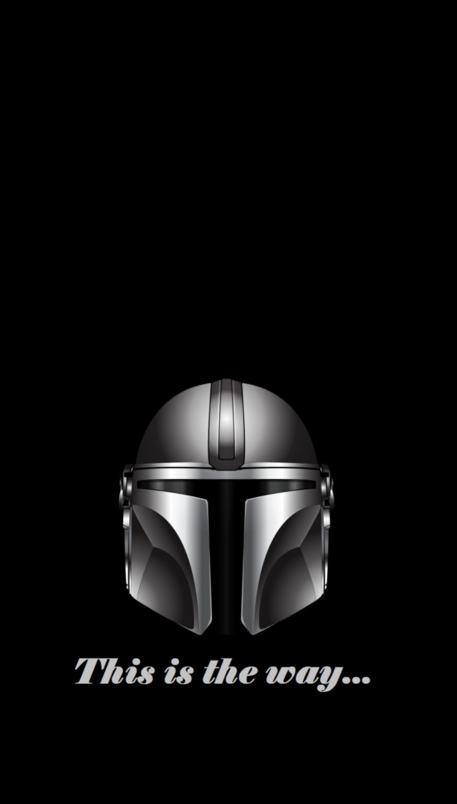 A close up of a helmet on a black background with the words this is the way (mandalorian, star wars)