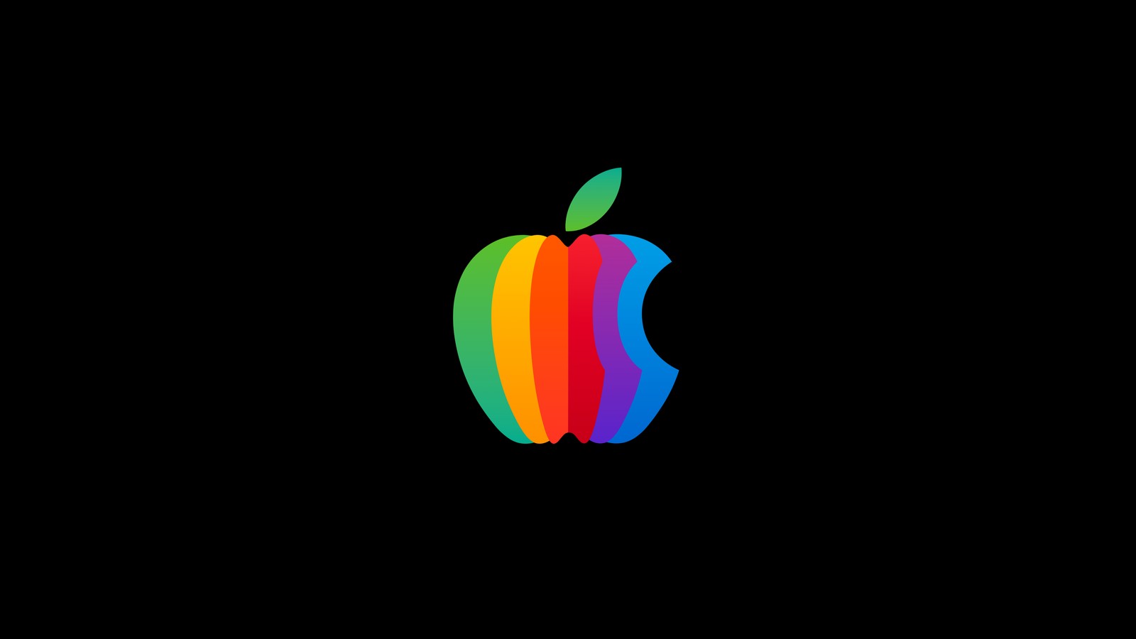 Logotipo de manzana sobre un fondo negro (arcoíris, logo de apple, amoled, colorido, fondo negro)