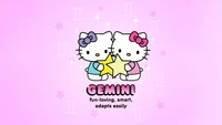 gemini, hello kitty, zodiac sign, smart, 5k wallpaper