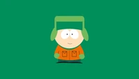 Kyle Broflovski vor einem lebhaften grünen Hintergrund - minimalistisches South Park Design.