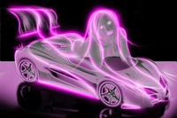 Supercar violet néon avec une touche artistique