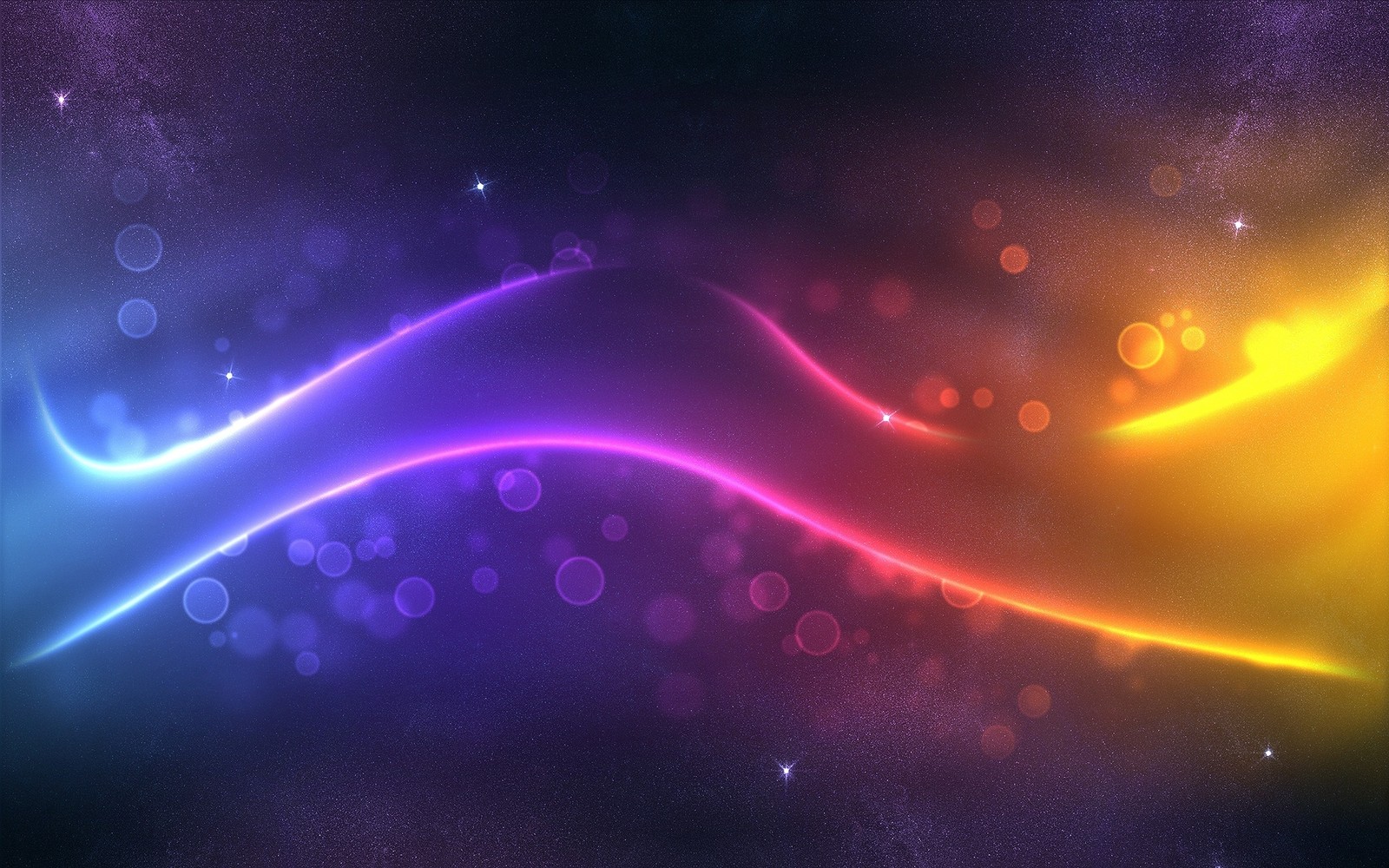 A colorful background with a glowing wave and stars (light, space, outer space, atmosphere, graphics)