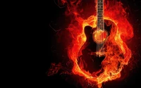 Fiery Acoustic Guitar: A Fusion of Music and Flame