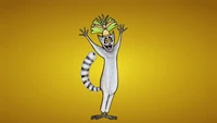 Animated Lemur with a Pineapple Head Against a Yellow Background