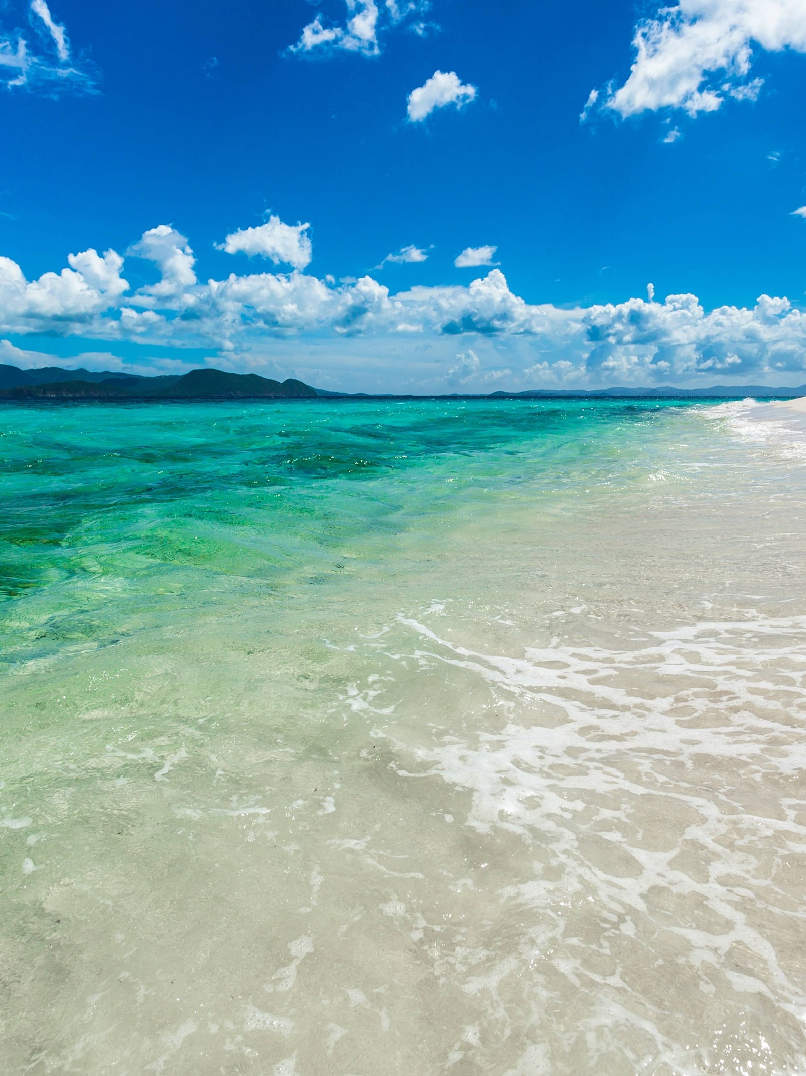 Il y a une vue sur une plage avec un ciel bleu clair (plan deau, mer, océan, bleu, journée)