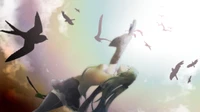 Hatsune Miku Reaching for the Sky: A Watercolor Dreamscape