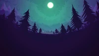 Enchanting Night Forest Under a Full Moon - Pixel Art Scenery