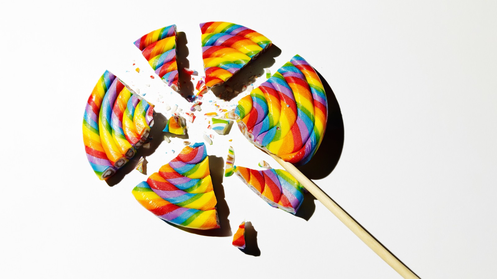 rainbow, lollipop, broken, spiral, colorful wallpaper