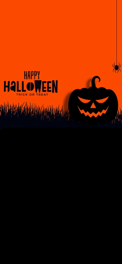 Spooky Orange Halloween Graphic with Jack-o'-Lantern