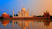 taj mahal, agra fort, landmark, historic site, reflection