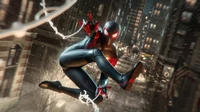 Pose de acción dinámica de Miles Morales Spider-Man en impresionante 4K