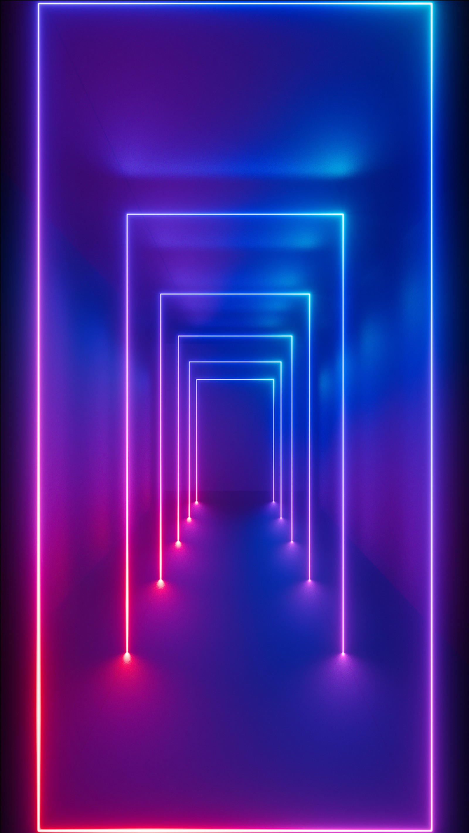 Neon tunnel with blue and pink lights (edge, run, runner, running, square)