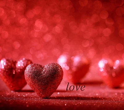 Shiny Red Hearts: A Romantic Abstract Background