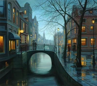 beautfiful, bridge, buildings, canal, landscape