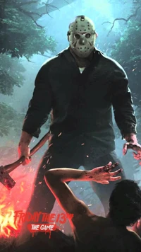 Jason Voorhees Looms Over Victim in Dark Forest - Friday the 13th: The Game