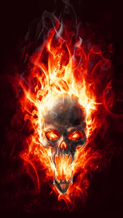 flames, flaming skull, skulls