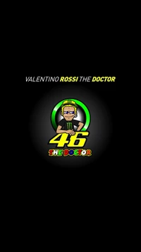 Valentino Rossi: O Doutor - Logotipo icônico 46 e imagem de desenho animado