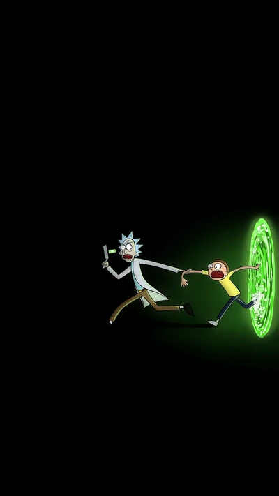 Rick y Morty escapan a través del portal