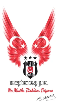 Beşiktaş J.K. Emblem with Turkish Flag Wings and National Pride Motto