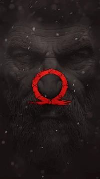 Kratos: The God of War with the Omega Symbol