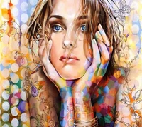 girl, painting wallpaper