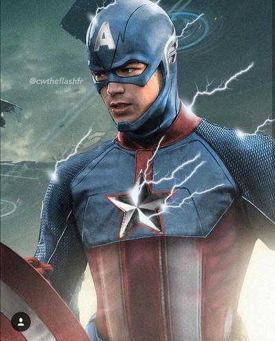 Captain America: A Heroic Stand with Lightning Power