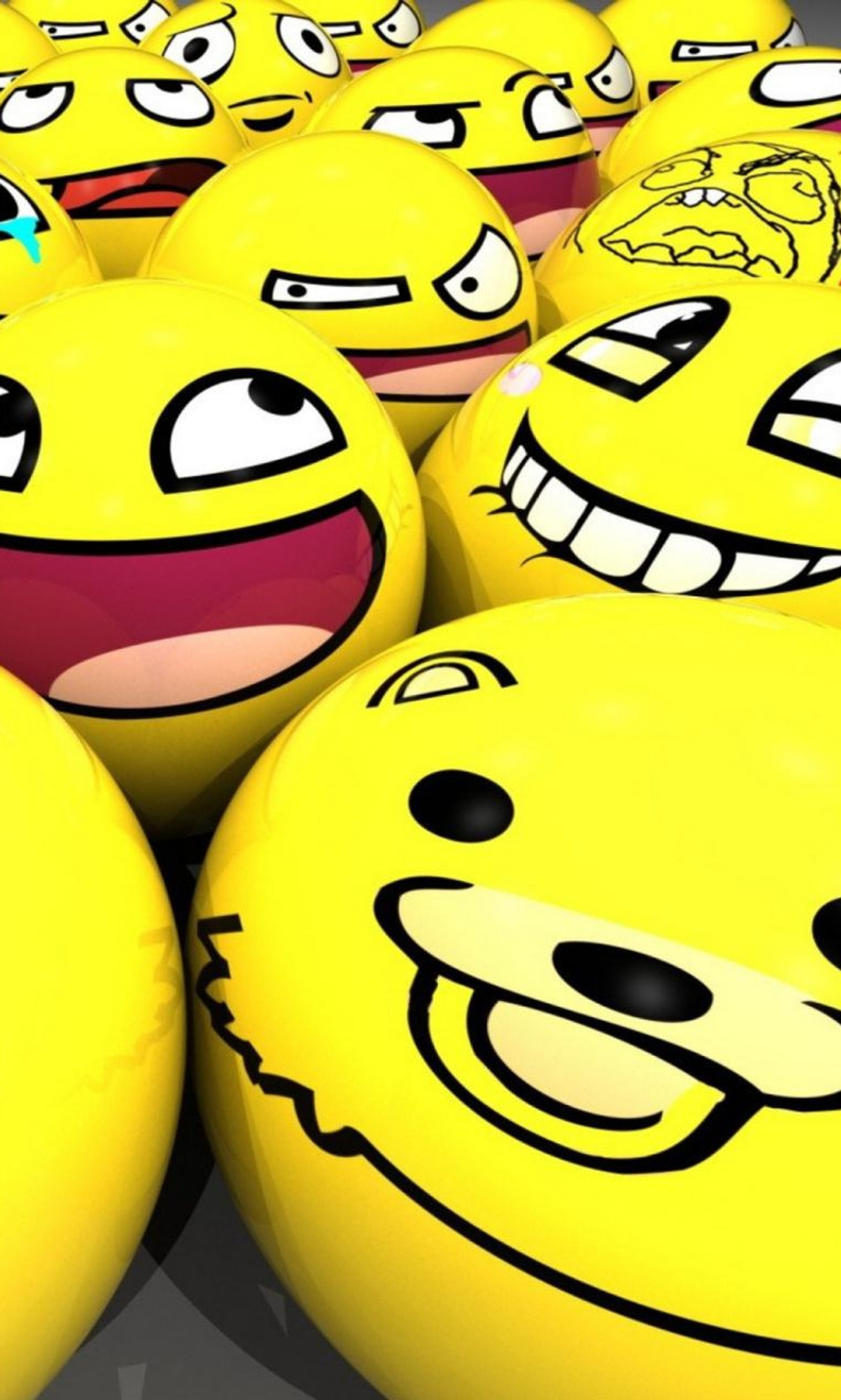 Yellow balls with faces are arranged in a group with a blue sticker (br, funny, meme, memes, smiley)